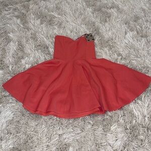 Coral Sweetheart Cut Strapless Skater Dress, US6